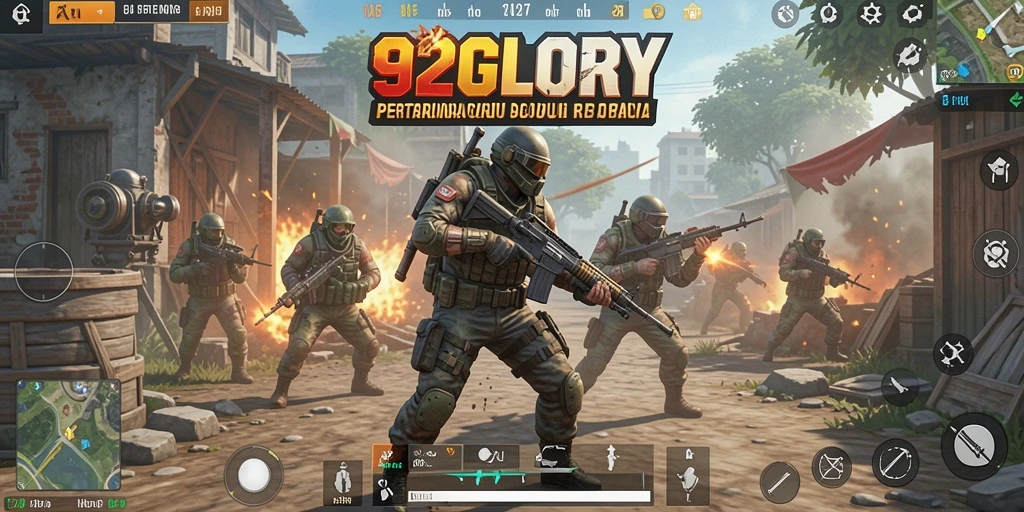 Screenshot gameplay seru dari 92GLORY di arena Battle Royale.