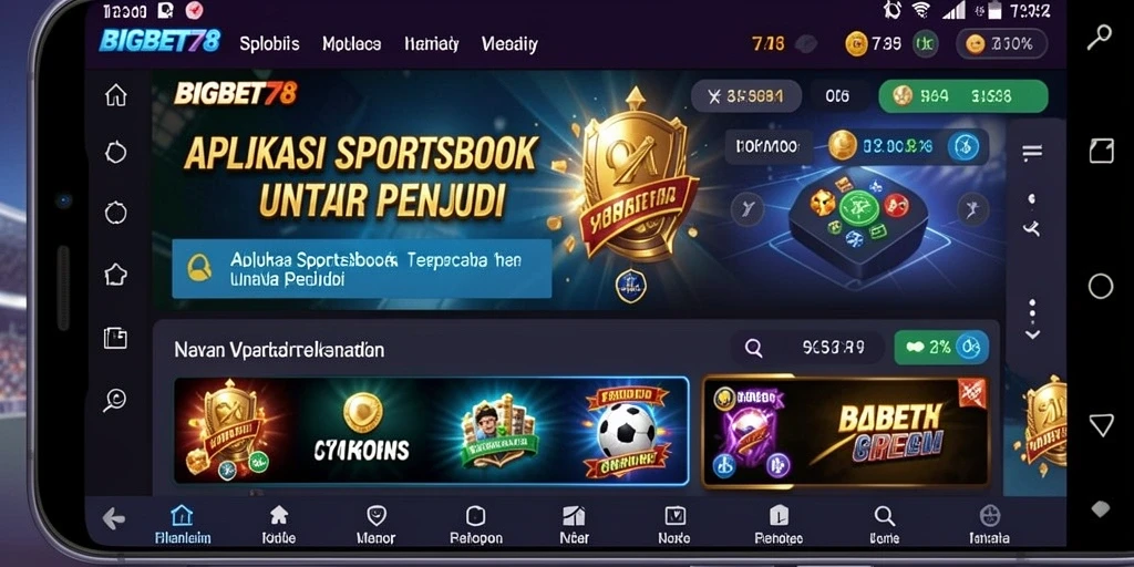 Tampilan gameplay dinamis dari aplikasi sportsbook BIGBET78.