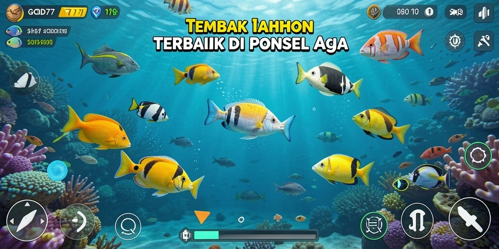 Tampilan gameplay menembak ikan yang menarik dan seru.