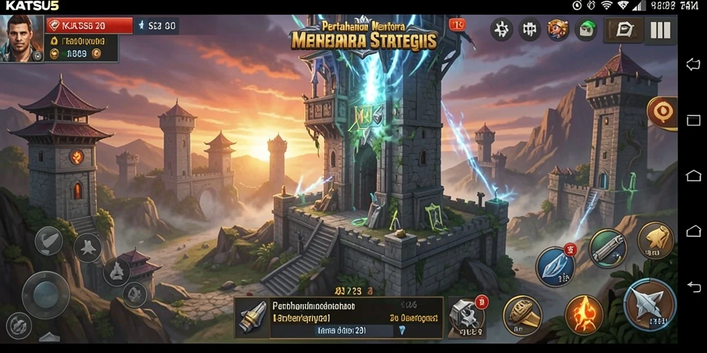 Tampilan gameplay yang menegangkan di KATSU5 saat melawan gelombang musuh.