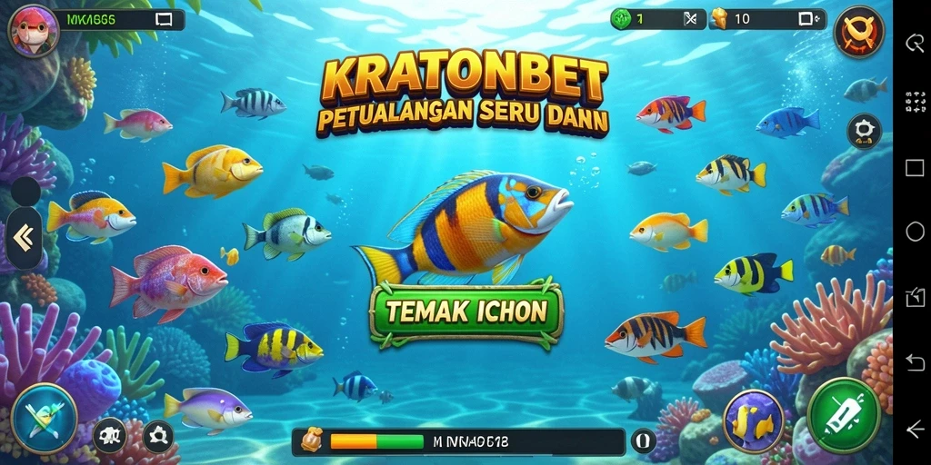 Screenshot menunjukkan aksi menembak ikan di KRATONBET.