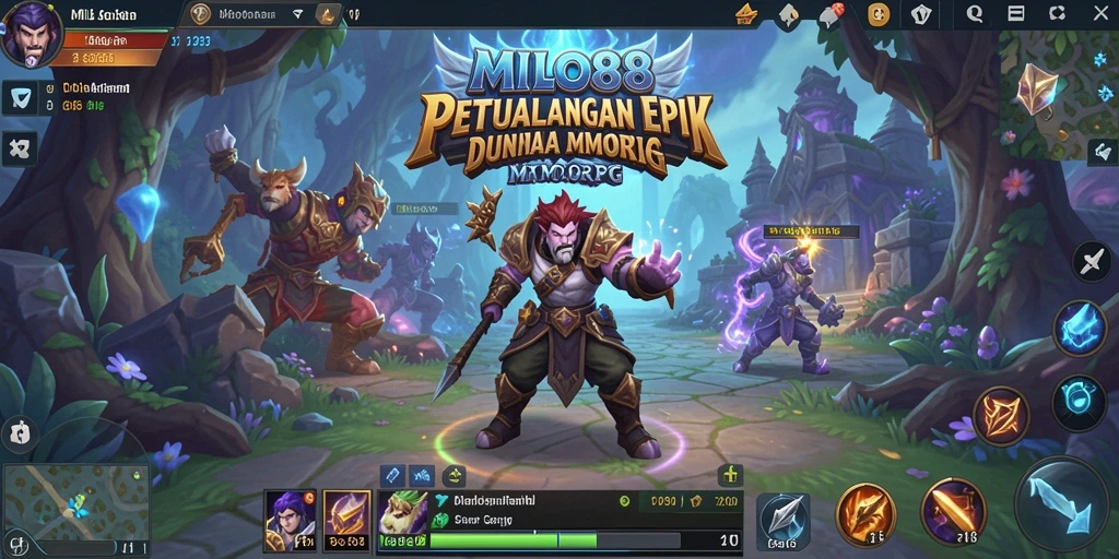 Screenshot gameplay MILO88 menampilkan karakter dalam aksi pertarungan epik.
