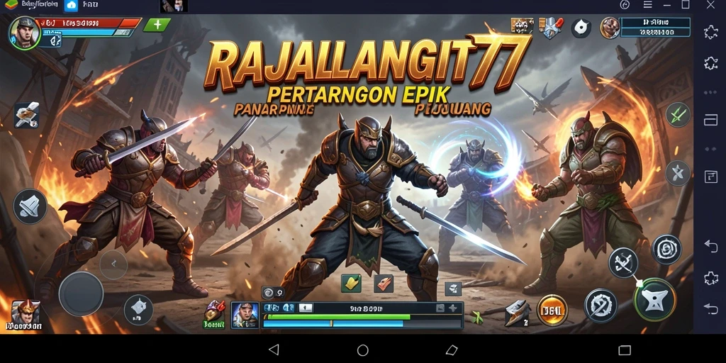 Tampilan aksi seru dalam RAJALANGIT77 saat pemain bertarung.