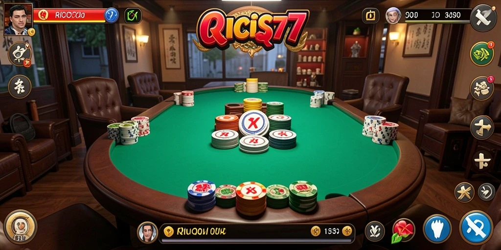 Tampilan gameplay seru dari RICIS77 yang menunjukkan suasana QiuQiu.