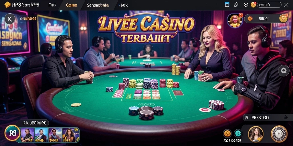 Tampilan gameplay RP8 yang mendebarkan dan interaktif di Live Casino.
