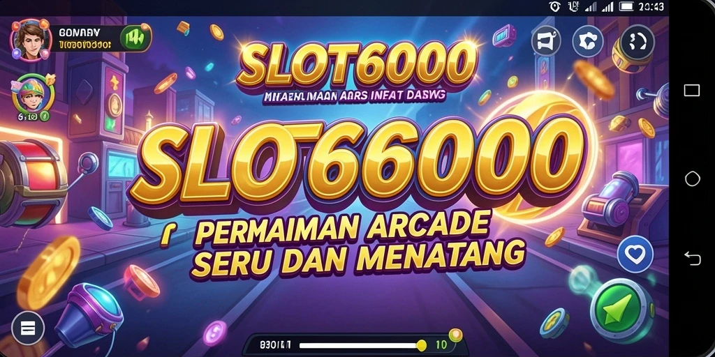 Tangkapan layar utama SLOT6000 menampilkan aksi penuh dalam permainan arcade yang seru.