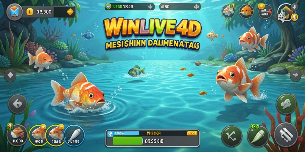 Tampilan gameplay WINLIVE4D yang seru saat memancing.